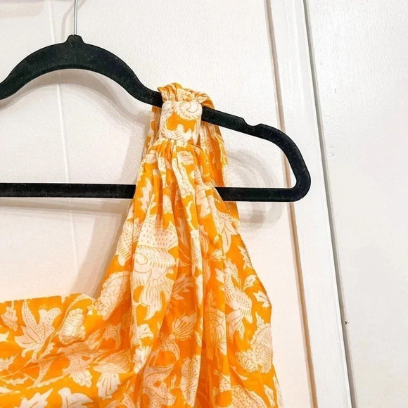 Charina Sarte orange botanica knotted one shoulder top size Small - Picture 6 of 9